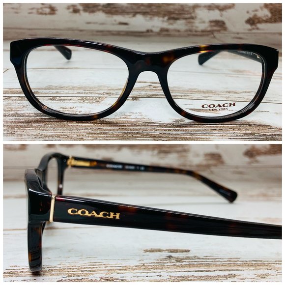 COACH Rectangle Brown Tortoise And Gold Eyeglasses Glasses Frames NWOT - Picture 1 of 12